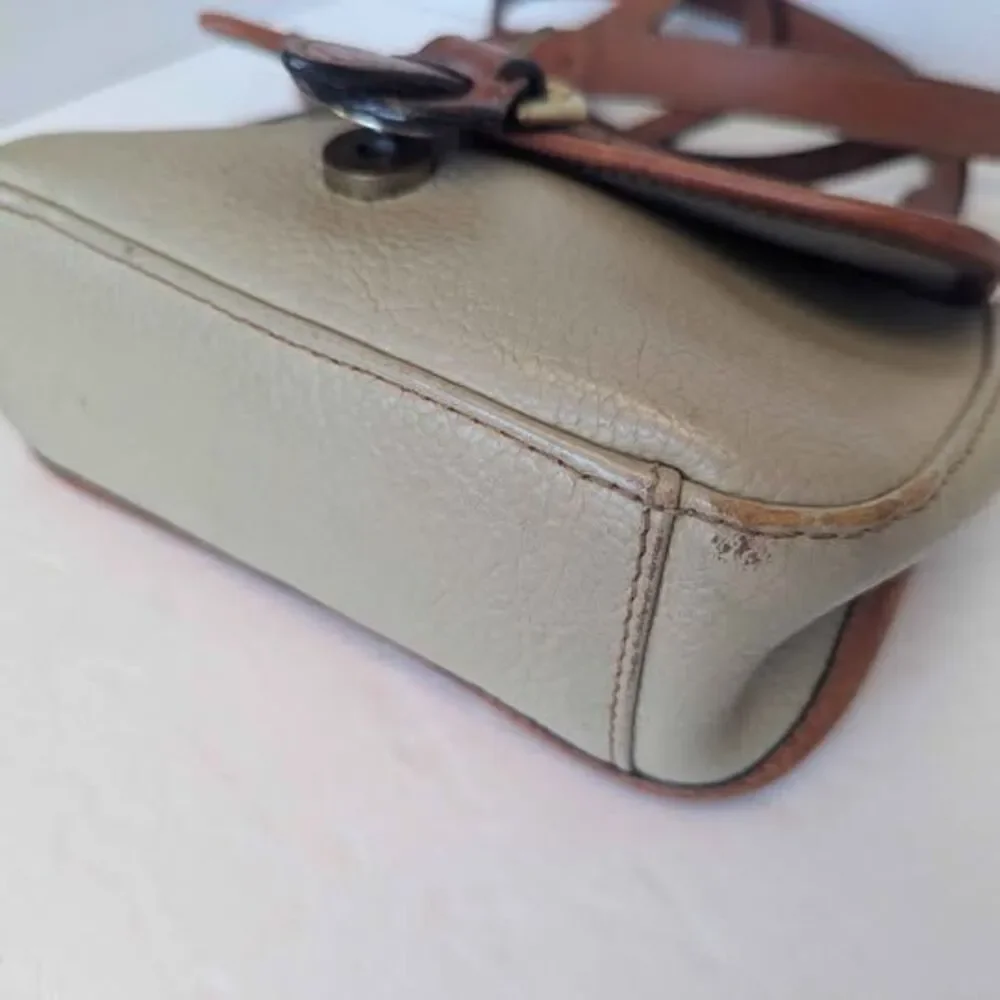 Vintage Distressed Liz Claiborne 2 Tone Leather Saddle Purse Crossbody Bag 8x7